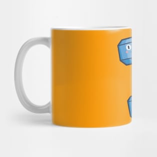 Cute dumbbell cartoon character mocking Mug